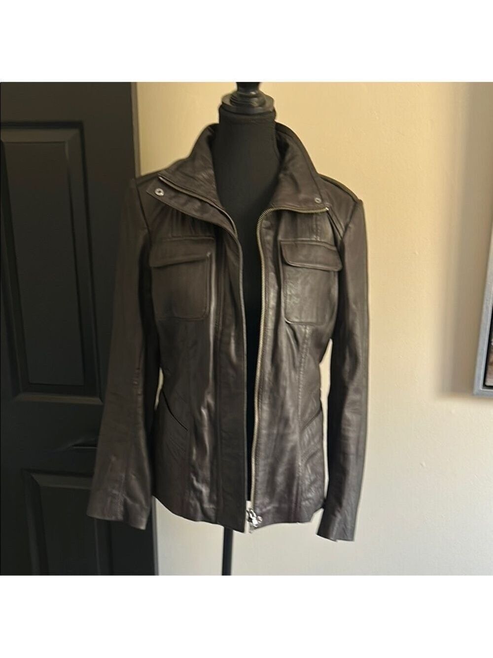 Women's Dark Brown Leather Jacket from Daniel